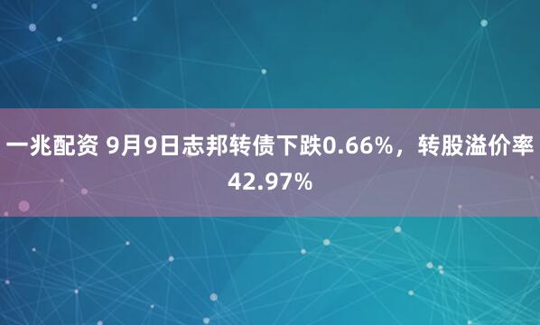 一兆配资 9月9日志邦转债下跌0.66%，转股溢价率42.97%